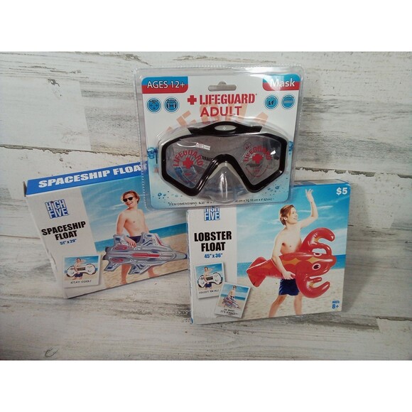 Set Of Two Pool Floats‎ New In Package Spaceship/ Lobster/Adult Swim Mask - Picture 5 of 8